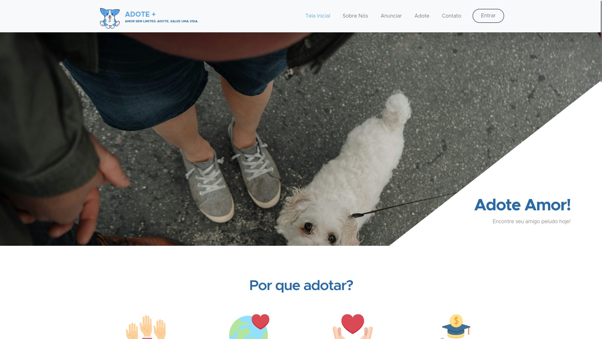 Preview da landing page Adote Mais