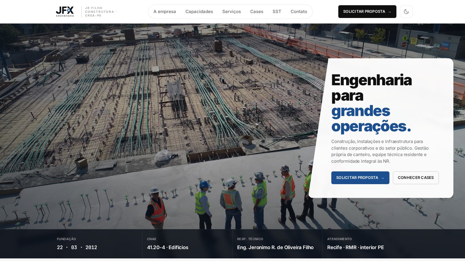 Preview do site JFX Engenharia