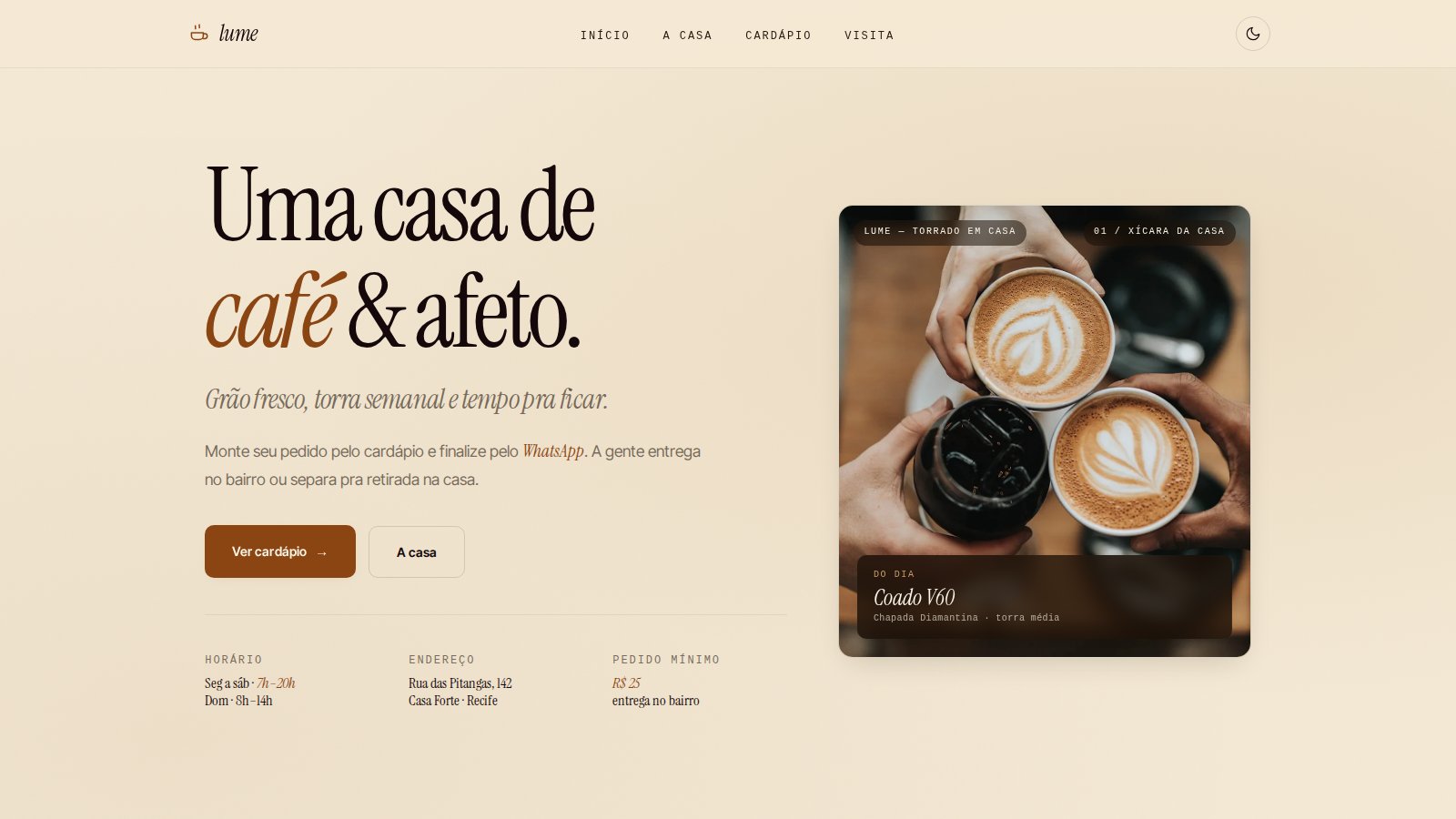 Preview do site Lume Café e Confeitaria